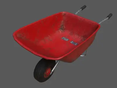 Red Wheelbarrow Low-poly 3D model
