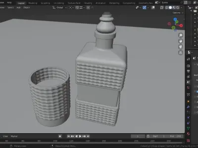 Whiskey Bottle and Cup Free 3D print model