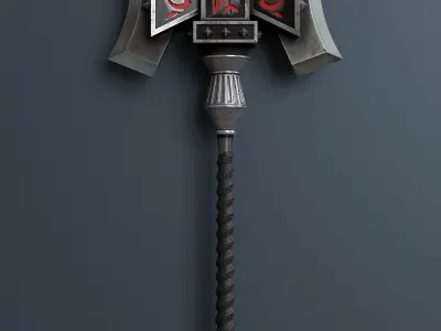 Fantasy style war hammer B2 3D model