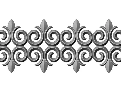 Floral scroll pattern strip relief 3D print model