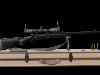 Realistic Sniper Rifle Model Military Scoped Gun Weapon Asset Low-poly 3D model