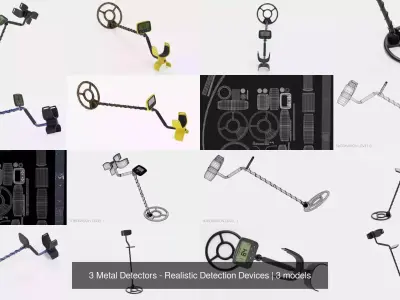 3 Metal Detectors - Realistic Detection Devices 3D Model Pack