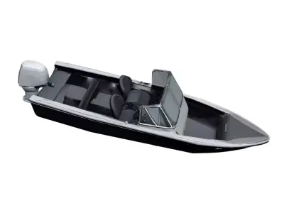 Flat Deck Utility Bass Boat Low Poly Fishing Boat Low-poly 3D model