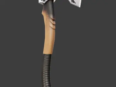 Ax with engraving Low-poly 3D model