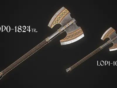 Fantasy Axe 2D Low-poly 3D model