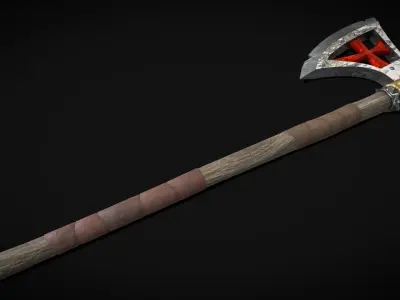 Two handed Templar Axe Low-poly 3D model