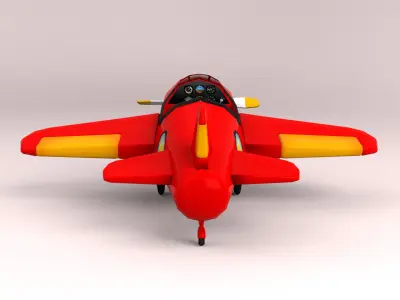 Rigged Cartoon Plane Low-poly 3D model