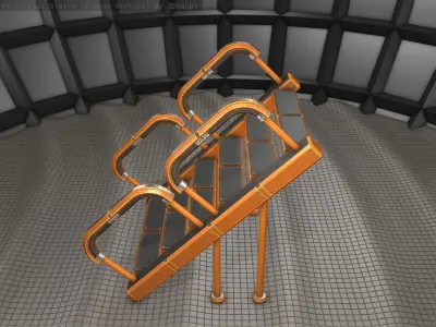 Sci-Fi Stairs - 28- Orange Version Low-poly 3D model