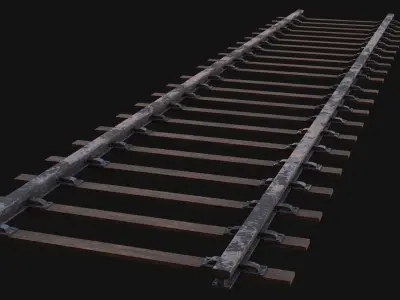 Railway track 3D Model  Low-poly 3D model