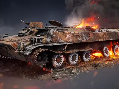 MT-LB Destroyed Low-poly 3D model