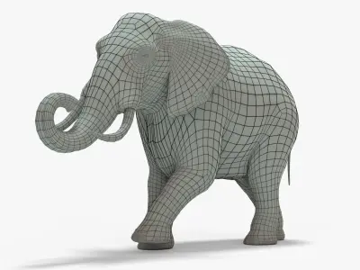 Elephant Rigged Basemesh Low-poly 3D model