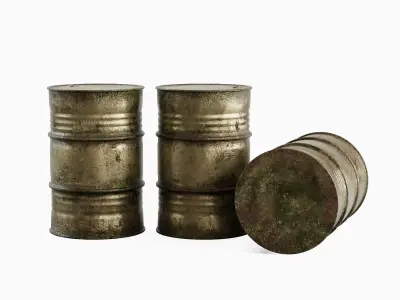 Used Steel Barrel 01 3D model