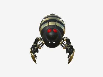 Cute Robot E05 Black Gold - SciFi Character Design Low-poly 3D model