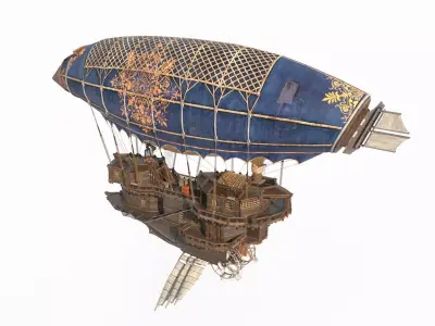 Ancient magical style luxury airship 3D model