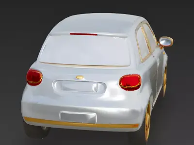 Stylized Pearl White Compact 3D Model Low-poly 3D model