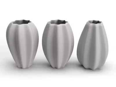 Realistic 3D gray coloured Vase set 3D print model