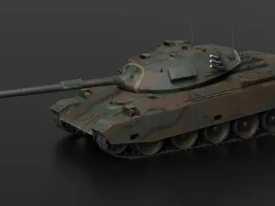 JGSDF Type 74 Main Battle Tank Low-poly 3D model
