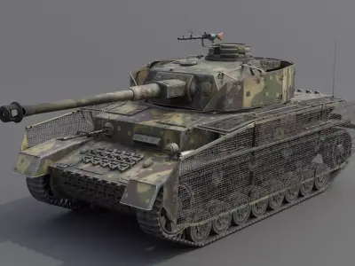 Panzer IV J Medium Tank Low-poly 3D model