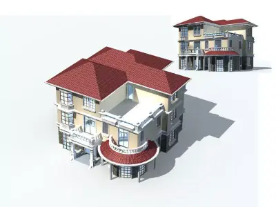 Villa house with roof 3D model
