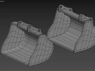 digger bucket excavator Low-poly 3D model