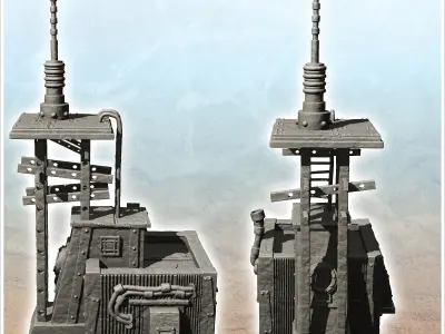 Transmission station with long distance antenna and cabin -10- 3D print model