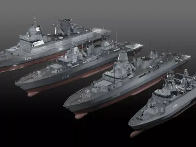Modern German Navy warships 3D Model Pack