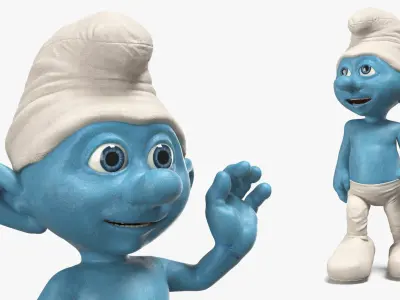  Cartoon Smurf with Fur Rigged 