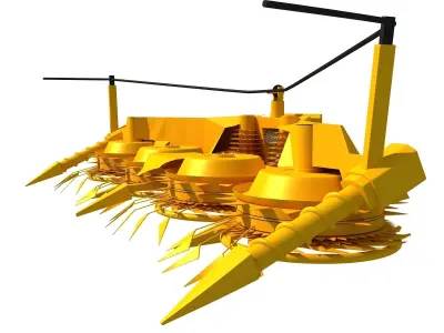 Yellow Combine Forage Threshing Header 3D model