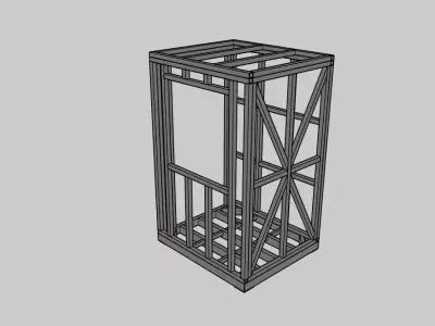 Steel Frame Structure - Modular Cabin Skeleton Low-poly 3D model