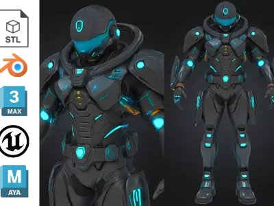 Armored Space Soldier Low-poly 3D model