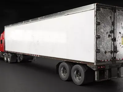 Generic Semi Truck Sleeper Cab  Refrigerated Trailer - Rusted 3D model