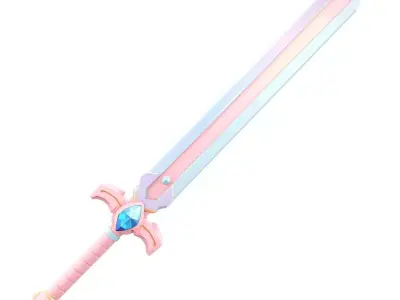 Whimsical Pastel Guardian Sword 3D Model Low-poly 3D model