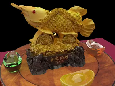 Chinese golden fish statue  3D model