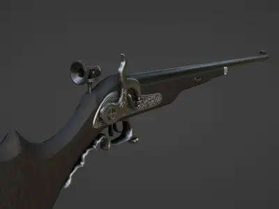 1730 German Percussion Target Rifle Low-poly 3D model