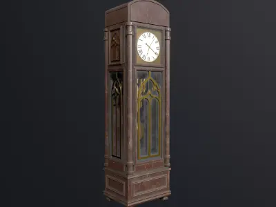 Old Grandfather Clock Low-poly 3D model