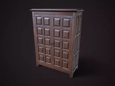 Old vintage wardrobe Low-poly 3D model