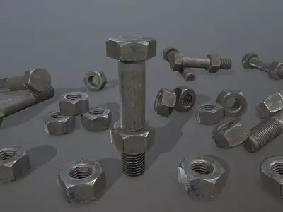 Bolts bolt and nut Low-poly 3D model buy