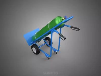 OXYGEN GAS WHEELED TANK STAND HOSPITAL HAND TRUCK TROLLEY CART 4 3D model