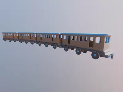 WOODEN LARGE TRAIN CARRIAGE TOYS - RogueFilmProductions Low-poly 3D model