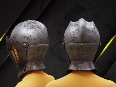 Helmet medieval troop lowpoly game asset Free low-poly 3D model