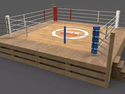 PBR Modular Wood Boxing Rings 20ftx20ft Low-poly 3D model