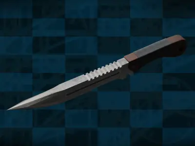 Army Tool Knife Combat Wood - SingleMetal 3D model