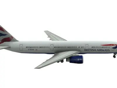 Lowpoly B767-300 3D Model british airways boeing Low-poly 3D model