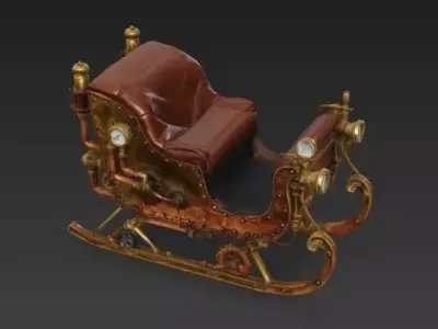 Steam-Runner Copper Sleigh 3D Model Low-poly 3D model