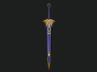 Fantasy Medieval Sword with Scabbard Stylized PBR  Low-poly 3D model