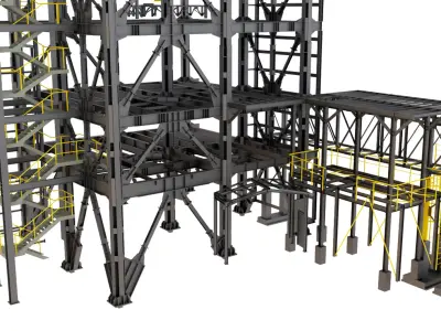 Steel Construction Building Frame 3D model