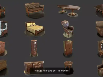 Vintage Furniture Set 3D Model Pack