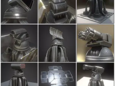 Futuristic Tower Collection Low-poly 3D model
