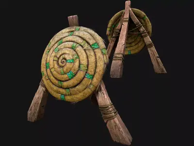 Straw Target Archer Combat Wooden Dummy  Medieval Environment Low-poly 3D model