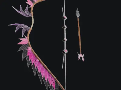 Concept game ready PBR BOW Low-poly 3D model